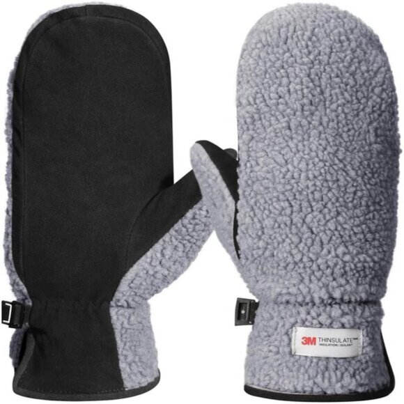 Accessories - ⚡Women's Grey Genuine Suede Outdoor Mitt Thermal Lined Finger Liners Mitten